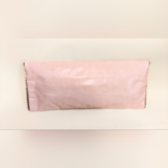 Brigid b. Pink & black leather baguette bag black clutch purse Italy Cute - Picture 5 of 5